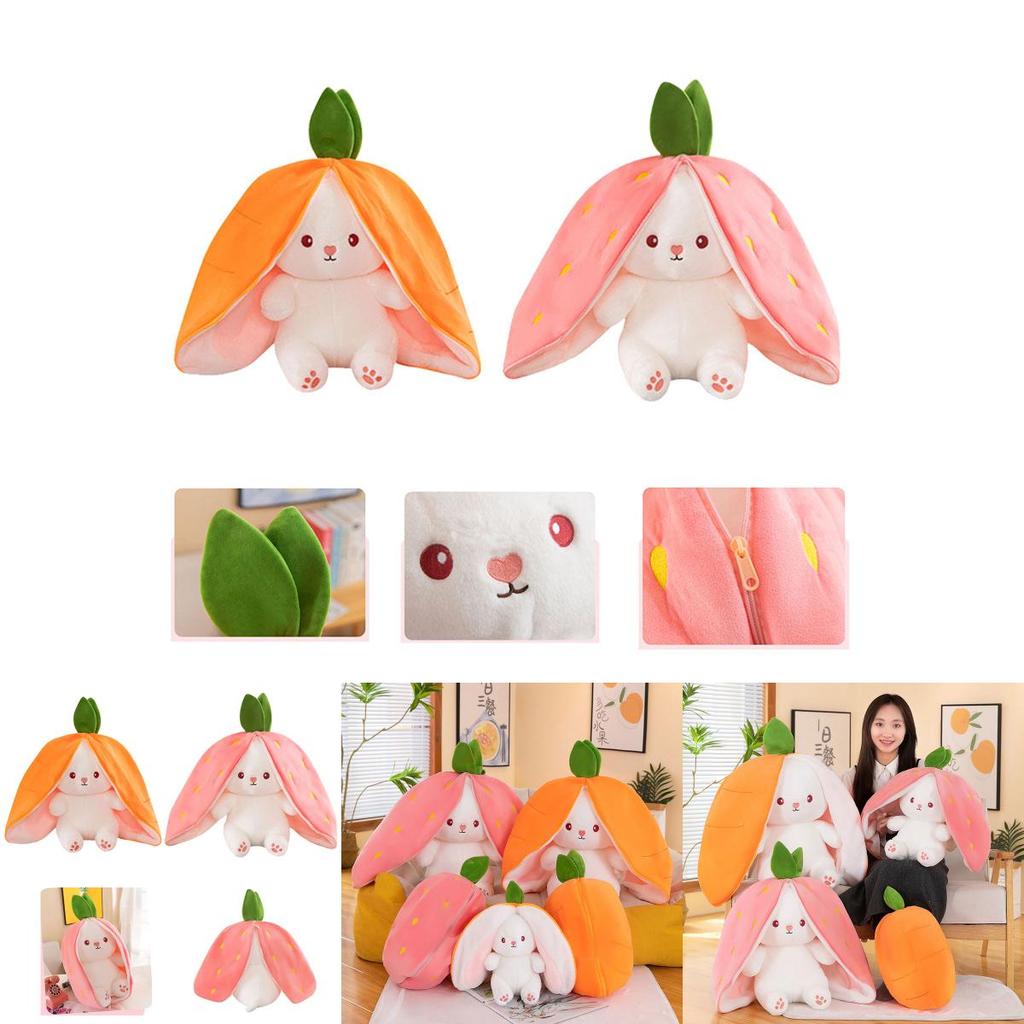 Creative Children's Bunny Doll-transforming Plush Toy With Carrot And Strawberry Options