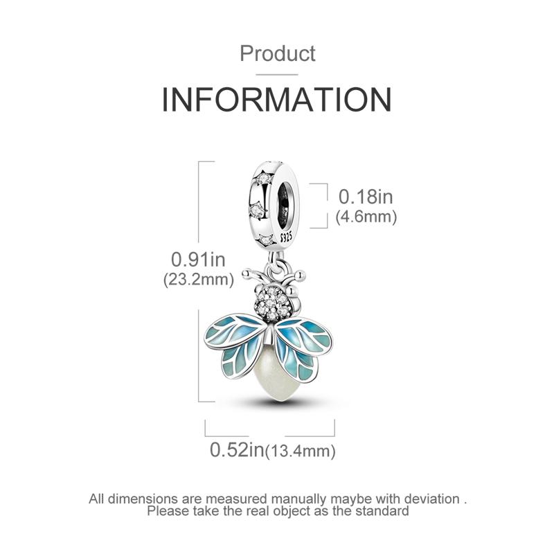 Charm Bead Components Copper Metal Glowing Fireflies Charm Bead Components Bead Components Compatible With 3mm Authentic Original Bracelet High