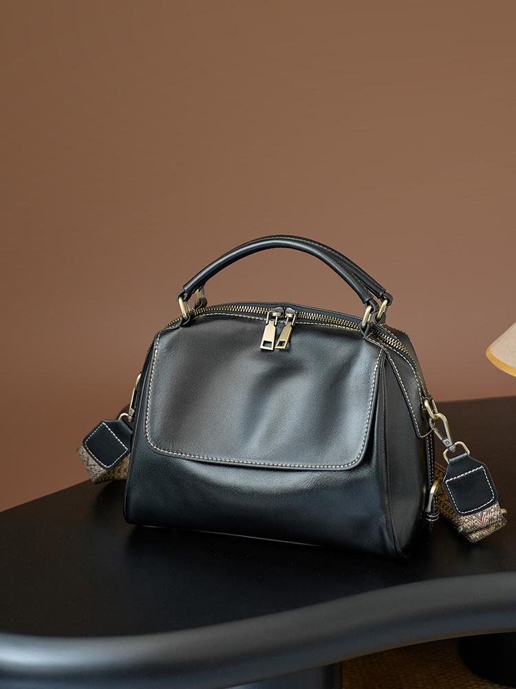 Weiche Leder Tasche Crossbody Leder Damen Tasche Retro Pflanzlich Gerbtes Leder Boston Tasche Live Tragbar Umhängetasche 780