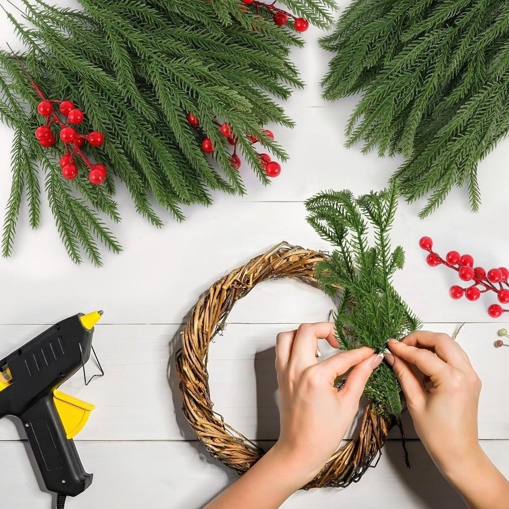 12pcs Plastic Plant Artificial Pine Branches Flower Arrangement Accessories  Home Decoration