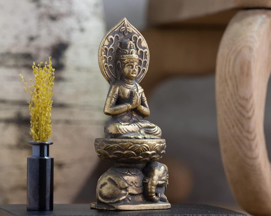 Buddhist Statue of Fugen Bodhisattva Antique by Sculptor Keishu Original Model Those Born In the Years of the Dragon or Zodiac Guardian Takaoka