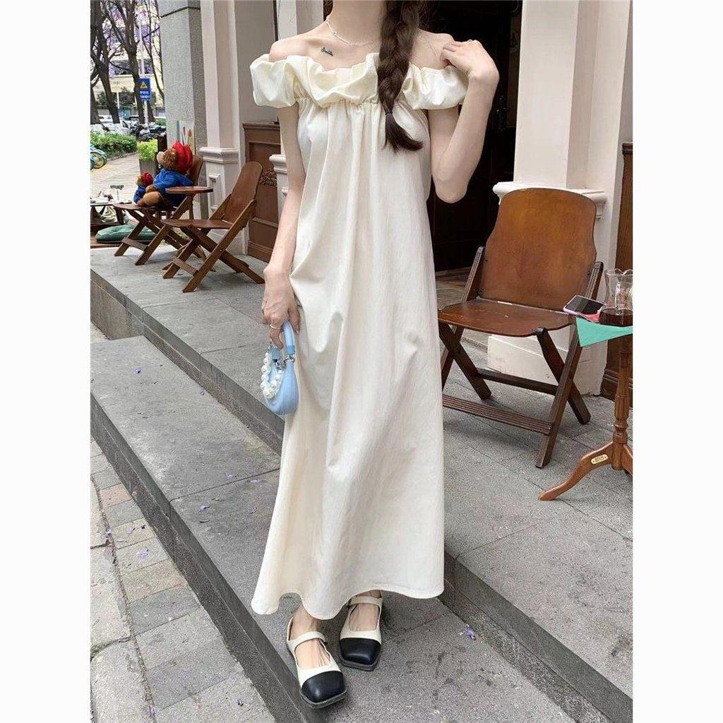 One-Shoulder Strappy A-Line Summer Dress – Slimming Fairy-Style Long Skirt