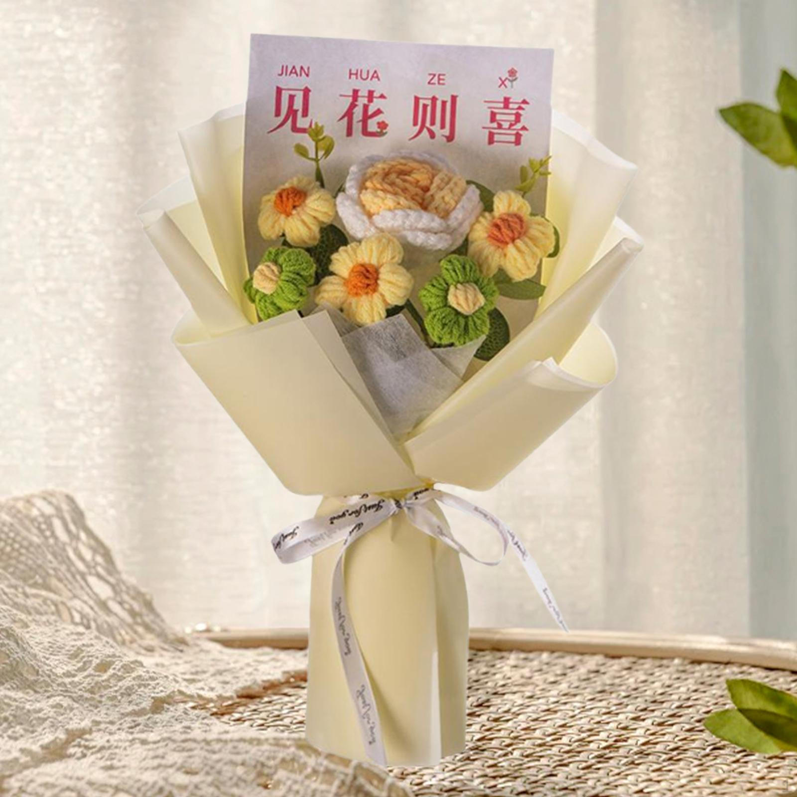 

Crochet Flower Bouquet Knitted Flowers Hand Woven Mother s Day Gift from Daughter Son for Teacher’ світло-зелений колір