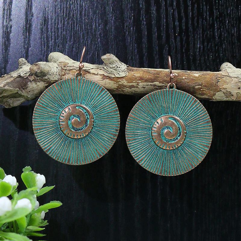 Retro Vintage Bohemian Geometric Drop Dangle Earrings For Women Ethnic Round Flower Leaf Tree Boho Earrings Female Jewelry Gift