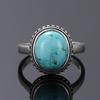 S925 Silver Oval Natural Turquoise Ring for Men and Women