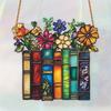 1pcs2D Flat Flower Book Acrylic Hanging Decoration, Library Book Window Hanging, Reader Gift, Bookish Library Decoration