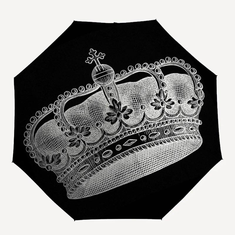 1 шт. Компактный ветрозащитный складной зонт с узором Crown Royal, Автоматический складной зонт, Автоматическое открытие/закрытие, Подарок-169