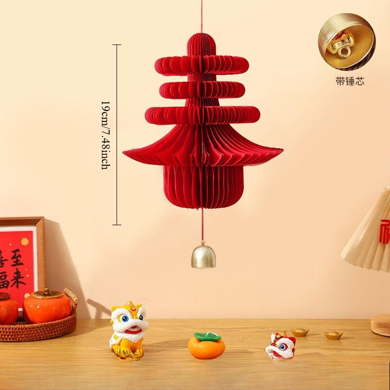 1PC New Year's Decorative Items, Origami Honeycomb Gourd Lantern Holder, Chinese Three-dimensional Spring Pendant