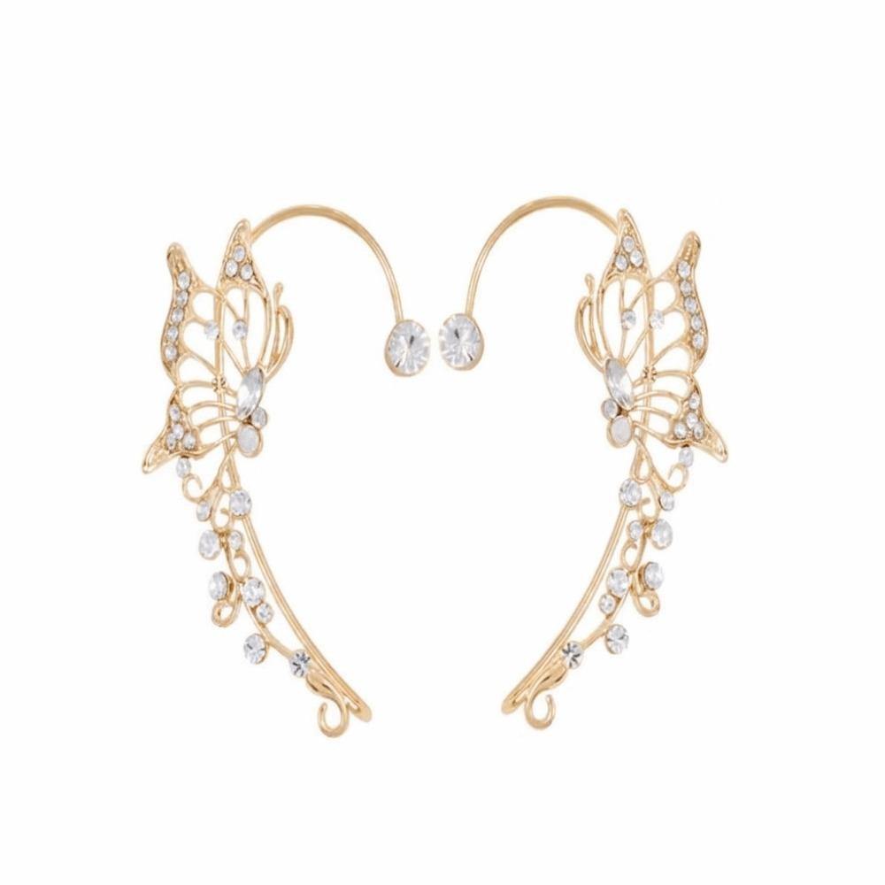 Elegant Butterfly Ear Cuff Sparkling Zircon Women Ear Loop Crystal Clip Earrings Versatile Jewelry