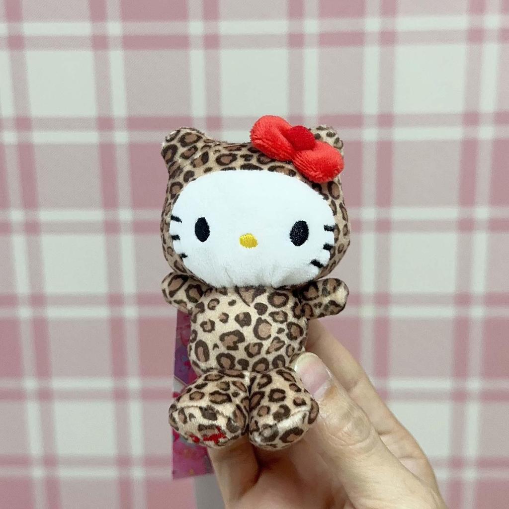 Hawaii Black Leather Pink Leopard Bikini Cat Plush Toy Ornament with Heart Pendant Gift