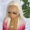 Ombre Pink Synthetic Lace Front Wig Colored Platinum Roots 13x4 Long Straight Hair Natural Hairline Glueless Wigs For Women