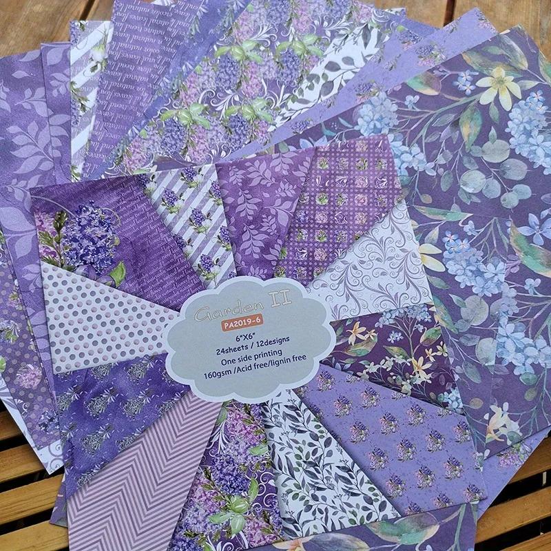 

Purple Scrapbook Paper Pad 6 × 6 Spring Garden Themed Floral Single-sided Cardstock Cardmaking DIY Origami Craft Paper