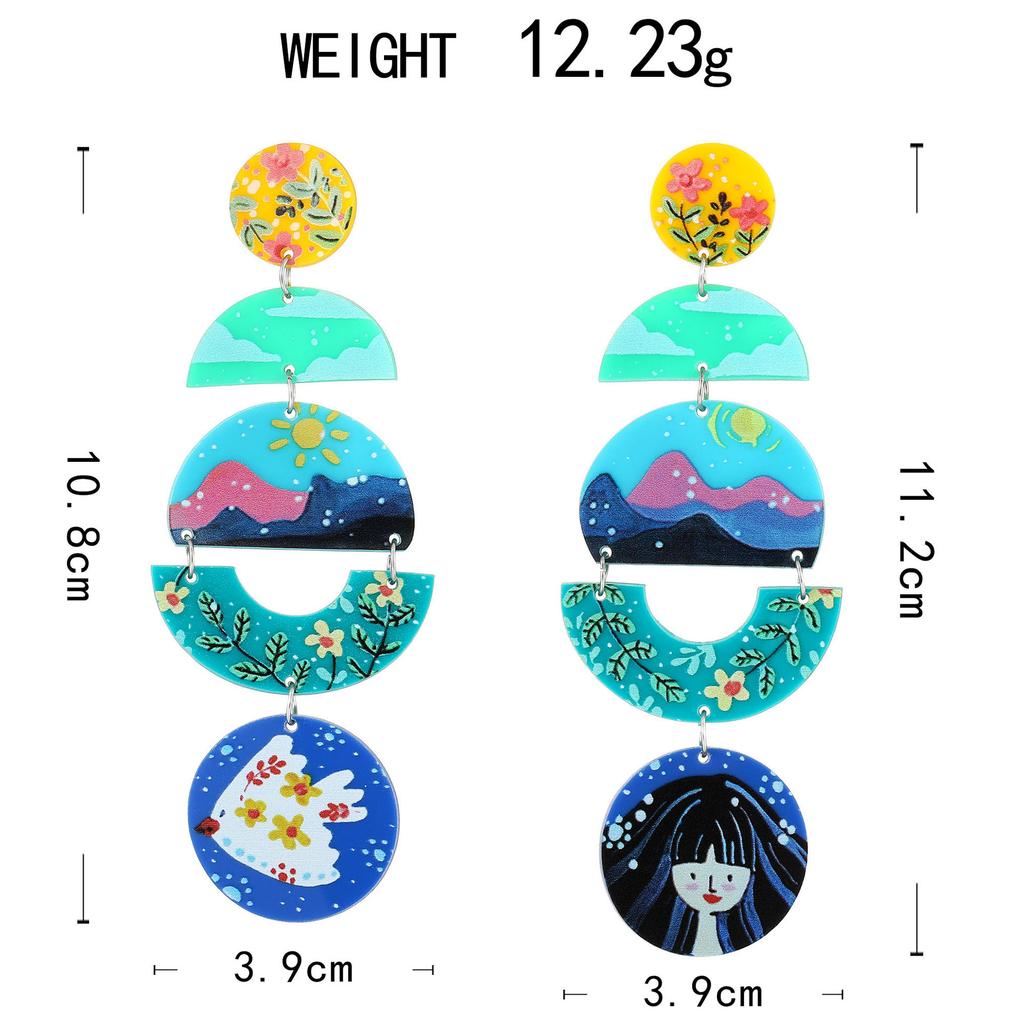 Fully Managed Acrylic Stud Earrings, Personality Funny Eyes Cat Geometric Earrings Earrings