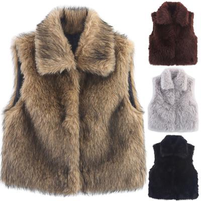 Women's Fashion Warm Solid Color Sleeveless Vest Plush Jacket
