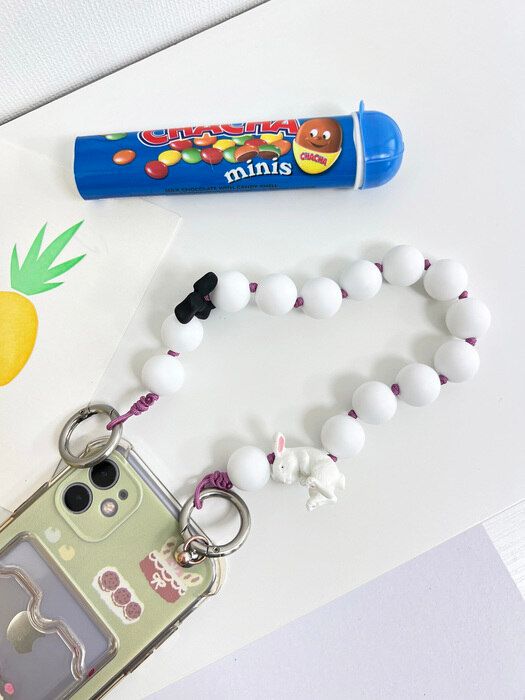 THEHEE Ремешок с бусинами и ручкой в виде кролика white