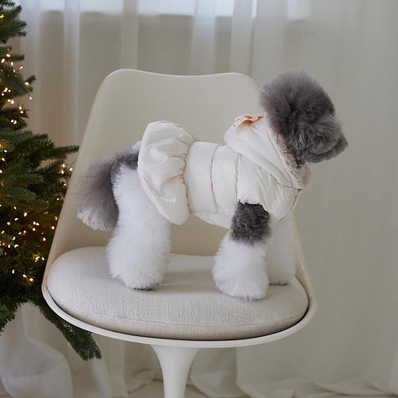 Pet Thick Coat Autumn/Winter Christmas New Year Small Dog Schnauzer Teddy Bow Hat Cotton Jacket Puppy Clothes