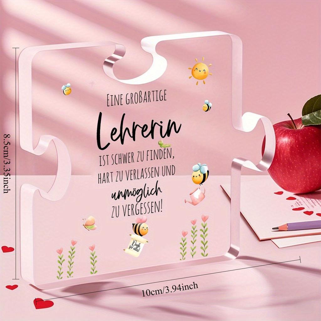 "You Are A Great Teacher" Teacher Appreciation Gift - Acrylic Thank You Card with Inspirational Quote, Cute Bee & Flower Design, Perfect for Educator