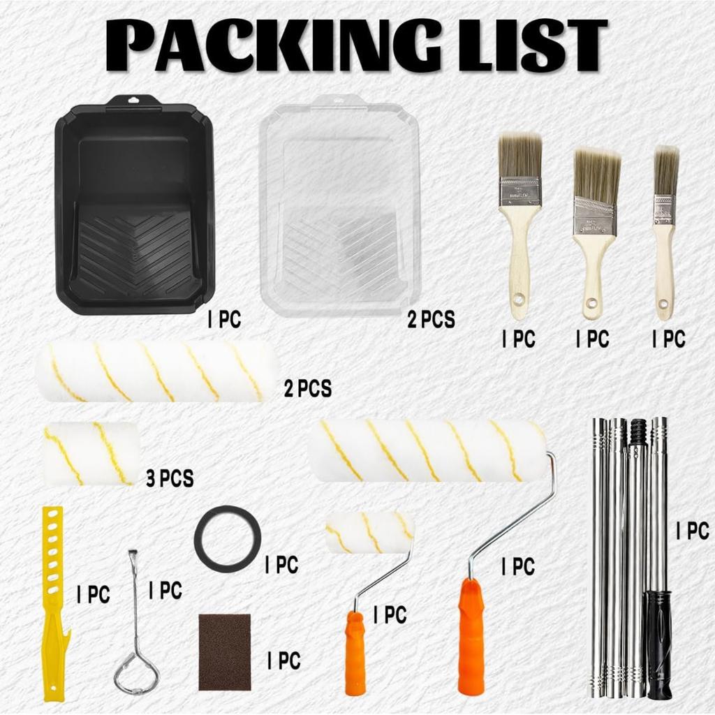 Paint Roller Kit, 4"9" Paint Rollers for Painting Walls, House Painting Paint Supplies,Paint Tray with Liner, Angled Paint Brush,for Painting Tools,
