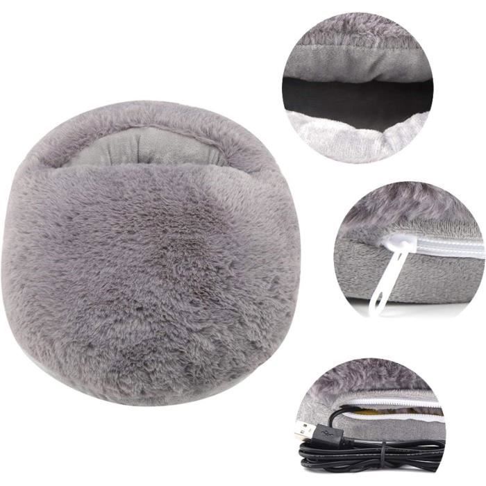 Chauffe-pieds - CELLUSTOP - Chauffe-pieds électrique USB - 360° enveloppant - Fourrure lapin - Chauffage efficace
