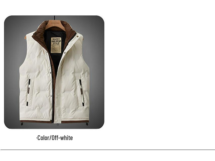 Men's MJ919 Winter Casual White Duck Down Vest - Warm, Versatile, Loose-Fit Outerwear