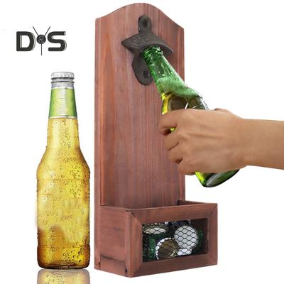Bottle Opener Retro Labor-saving Iron Vintage Wooden Beer Opener Supplies