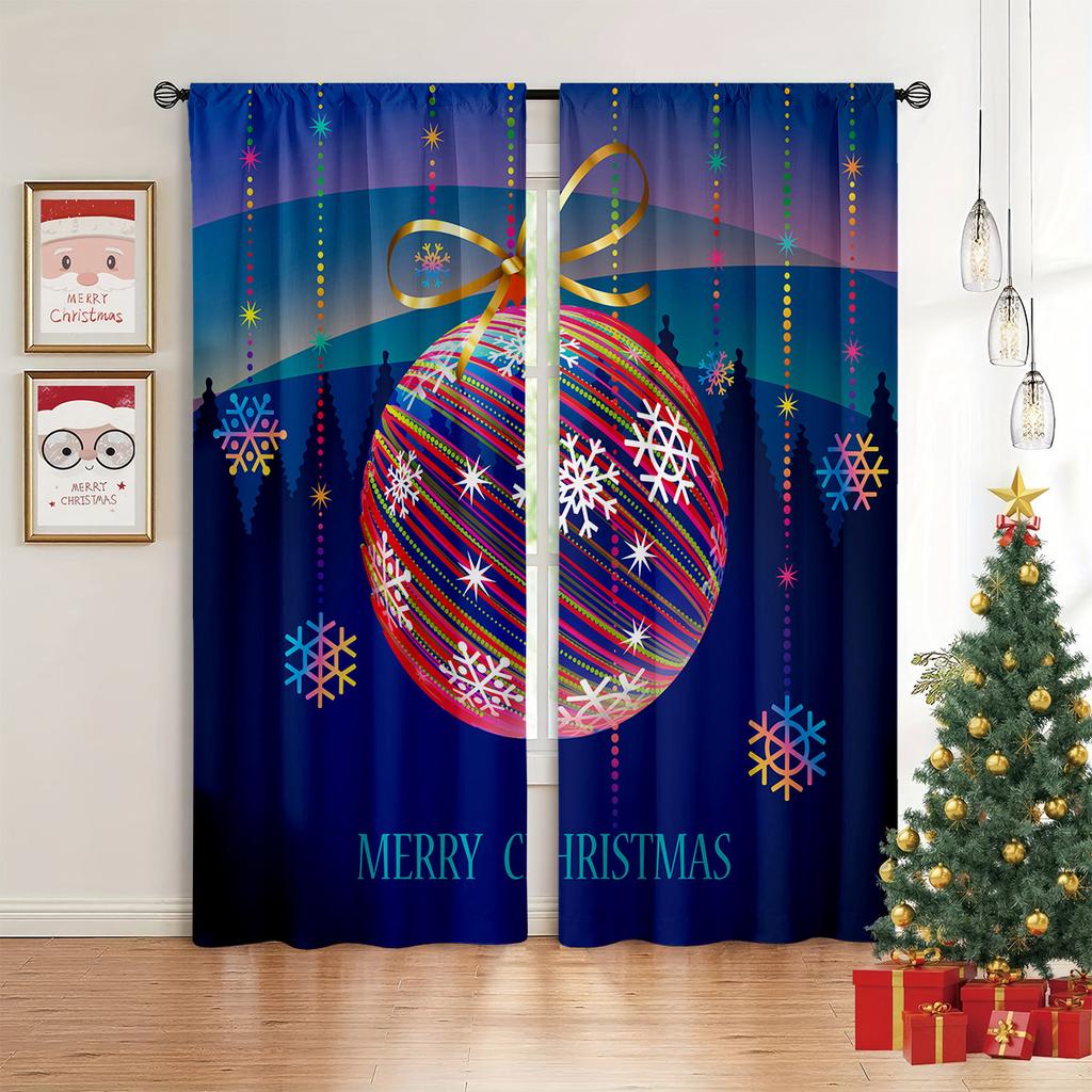Schneelandschaft Ölmalerei Weihnachtsfeiertagsbaum Druck Druck Fenstergardinen Schlafzimmerbereich Restaurant Neuer Stil Feiertagszusammenkunft Dekoratives Fenster