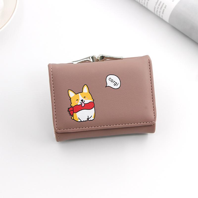 Cartoon Ladies Wallet Pu Cardholder Short Style With Print For Daily Use