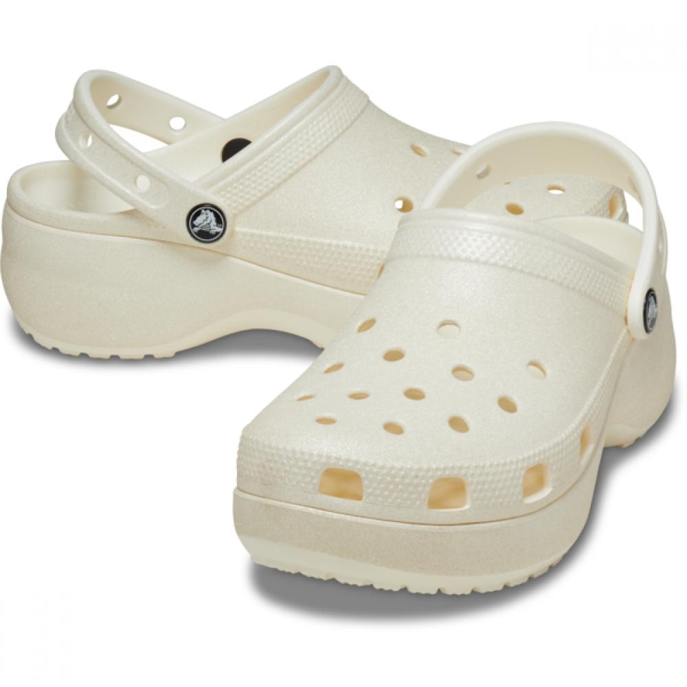 

Crocs Classic Platform Glitter Clog Woman Chalk 207241 0wv W5(220)