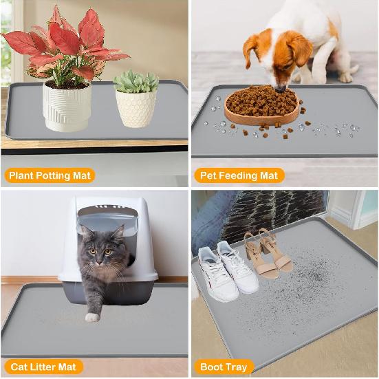 Mini Fridge Silicone Mat with Raised Edge, 23.6''x19.7'' Heavy Duty Under Refrigerator Mat, Mini Fridge Drip Pan Protect From Appliance Leaks Water