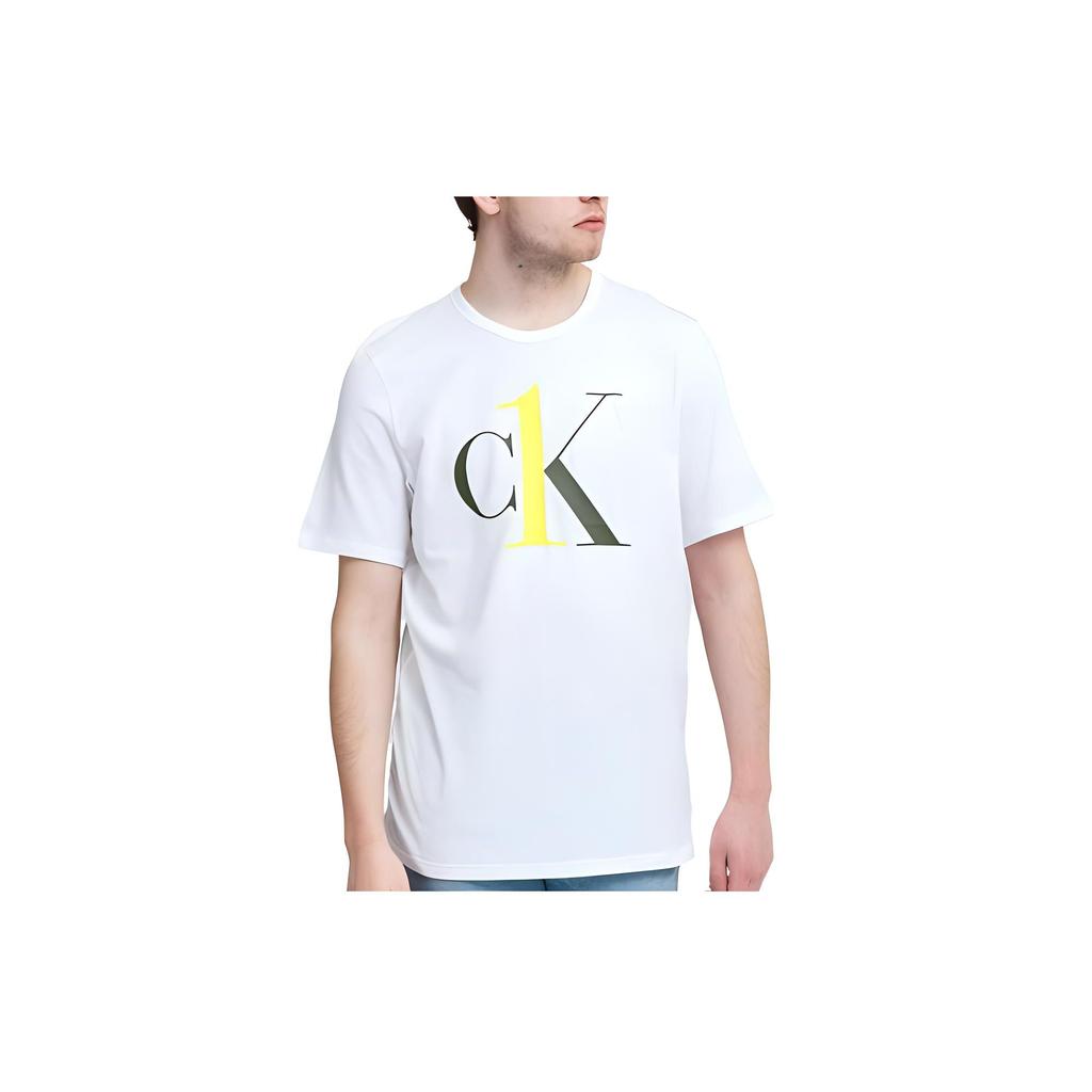 Calvin Klein Letter Print Casual Crew Neck Short Sleeve Regular T-Shirt Men T-Shirts White NM1903E-KLR