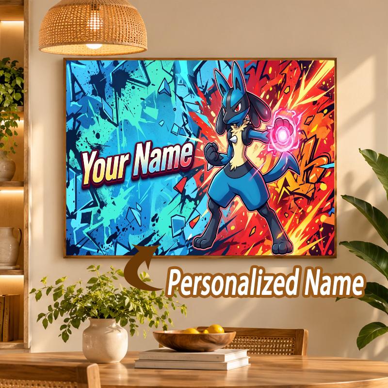 Lucario Custom Name Diamond Painting Personalized 5D Full Drill DIY Diamond Art Home Decor