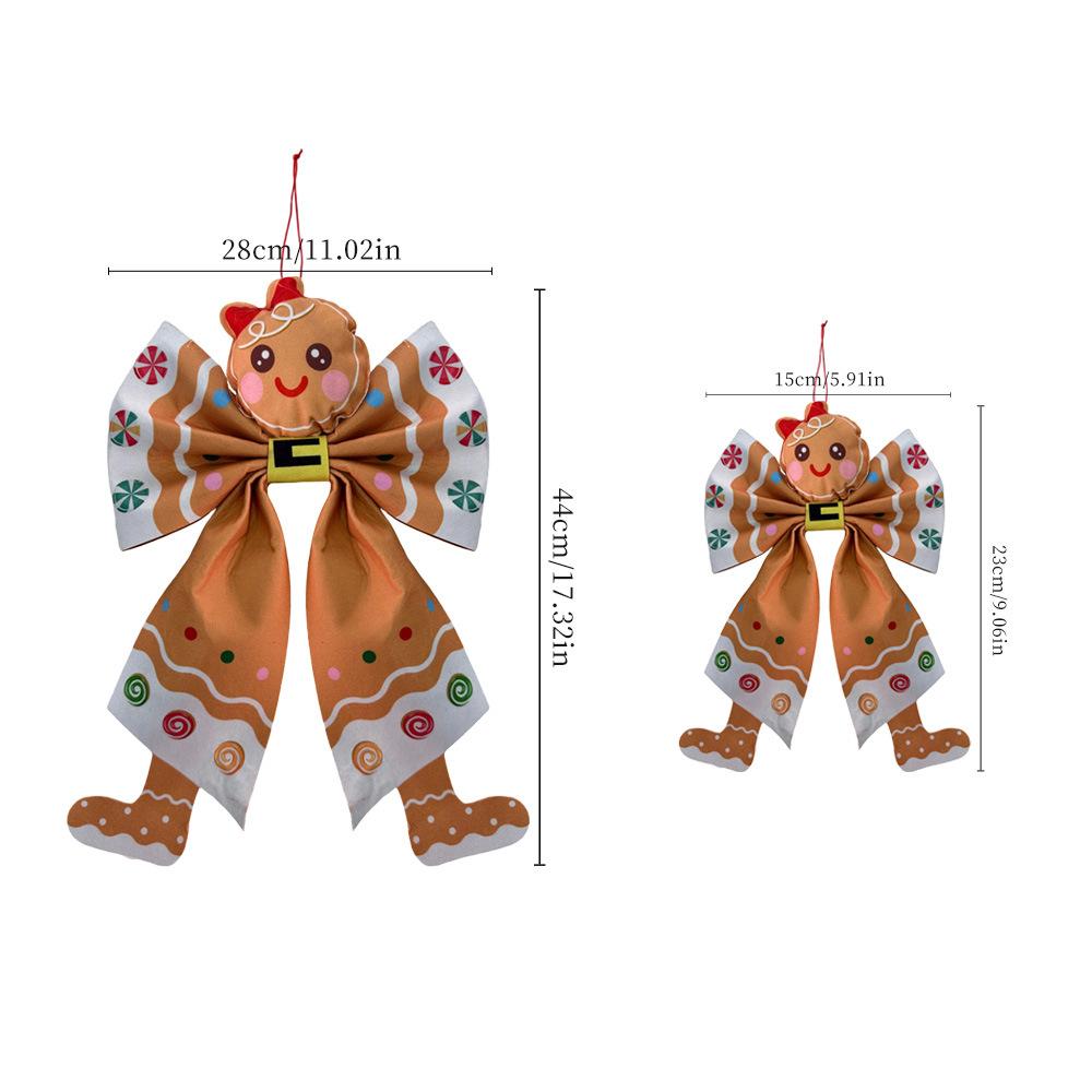 Christmas Fabric Bow - Embroidered Christmas Floral Decorative Holiday Bow