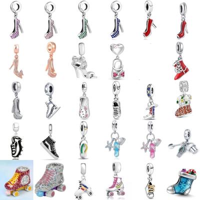 Europäische High Heels Eislaufschuhe, Sportschuhe, Anhängerperlen Geeignet für Originalarmbänder, DIY Charm Schmuck Kupfer