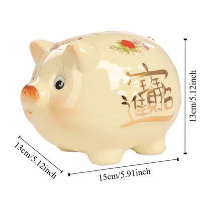 Mignon Animal Tirelire Porc Céramique Bonne Fortune Porc Pièces Boîte d'Épargne Pratique Polyvalent Contenant Haricots Dorés Enfants
