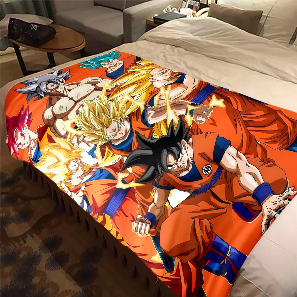 1 Stück Son Goku Druck Flanelldecke, Hohe Qualität für alle Jahreszeiten, Heimdekoration, Wärme und Komfort, Perfekt für Weihnachtsgeschenke