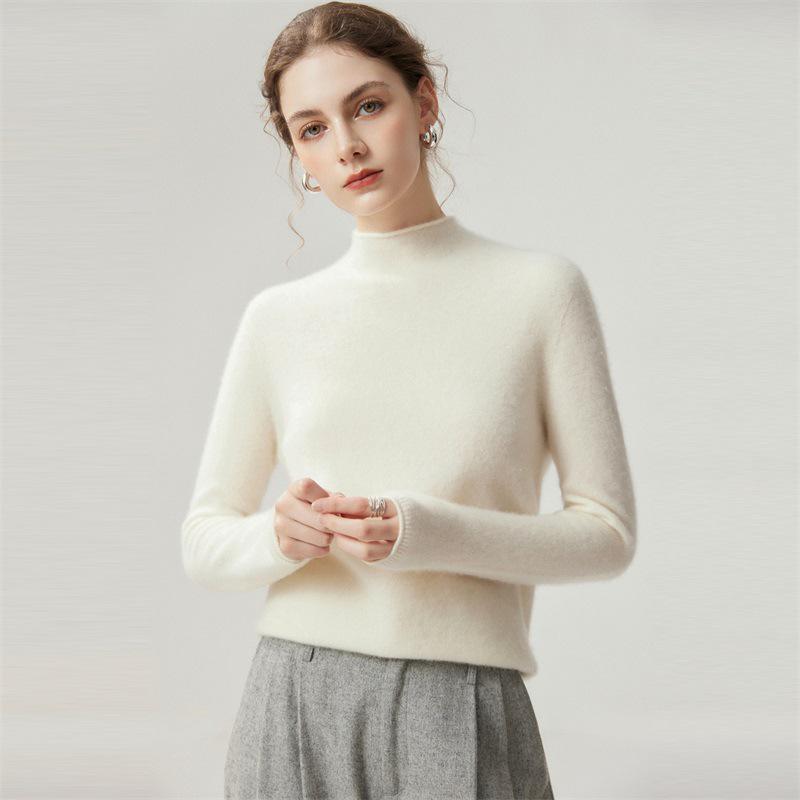 Lekasha Women's Cashmere Rolled Hem Turtleneck Sweater