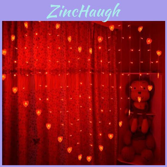 Schöne 128-LED-Herzform-Lichtervorhang für Kinderzimmer und Terrasse