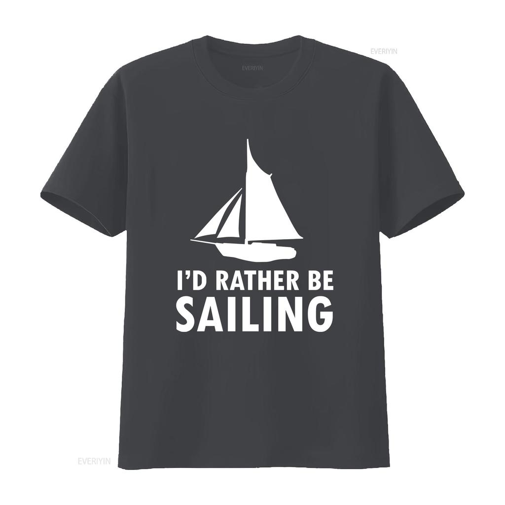 Id Rather Be Sailing Unisexs T Shirt Sail Sailor Boat Boating Laser vintage Washed homme Stylish Breathable Stretched streetwear