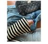 Korean Square Neck Flare Sleeve Slimming Retro Striped Long Sleeve Top for Women