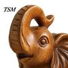 Symbol of Harmony Elephant Figurine Ornament, Resin Wood Grain Statue, Auspicious Retro Style Living Room Decoration Animal Sculpture for Home Office