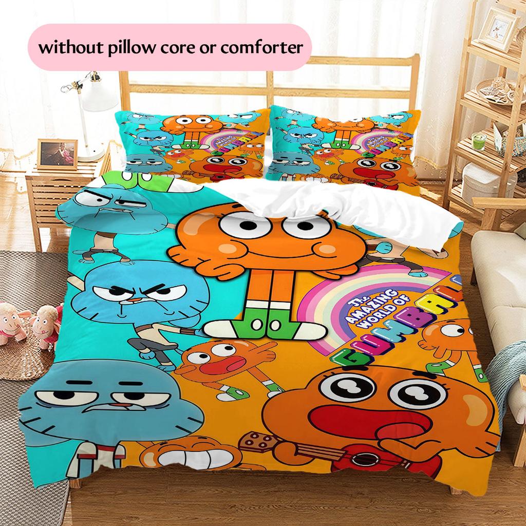 Gumball Cartoon Muster Bettwäsche Heimdekoration Geburtstagsgeschenk ( 1 Bettbezug + 2 Kissenbezüge, ohne Füllung),Fanartikel.