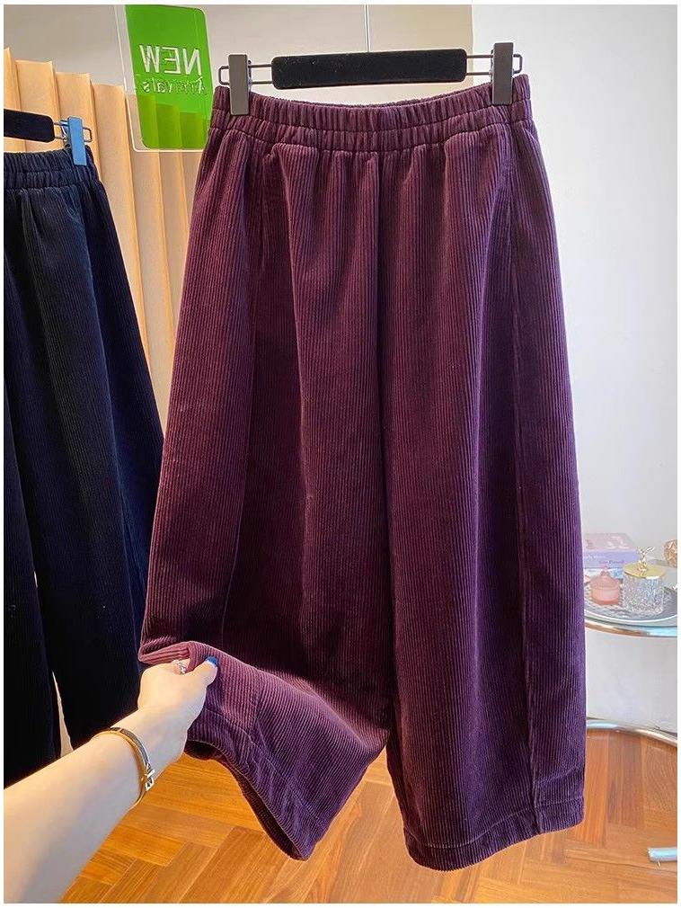 Premium Velvet Wide-Leg Cropped Pants for Women - Autumn/Winter 2026 New, Loose, Versatile, and Trendy