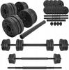 Adjustable Dumbbell Set Bitumen Weights Barbell Bar 2X10Kg 20Kg
