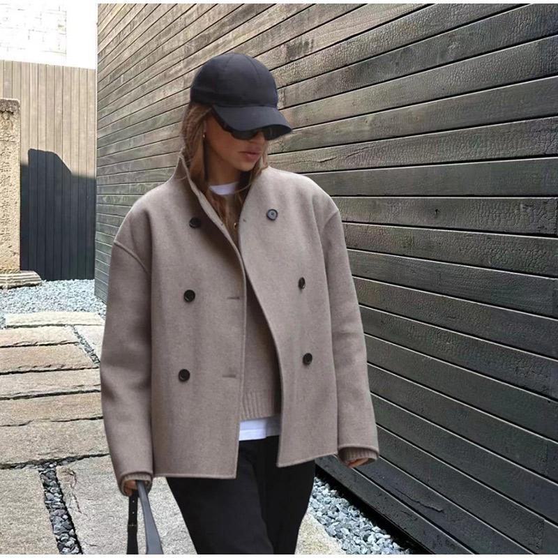 Elegant Faux Fur Jackets Women Loose O-neck Long Sleeves Double Breasted Female Coats 2024 Autumn Winter New Lady Streetwears