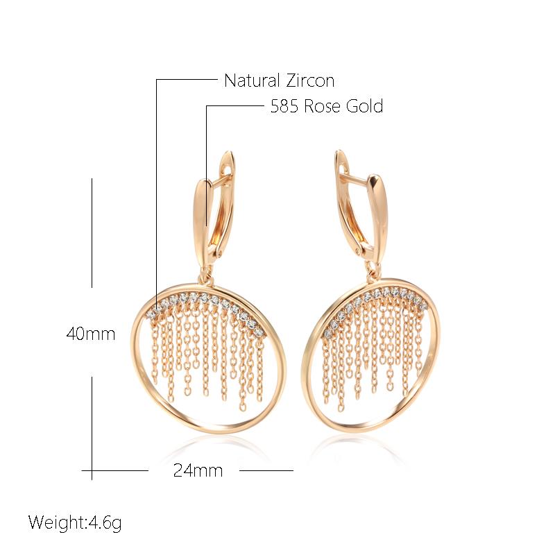 New  Rose Gold Color Long Tassel Dangle Earrings For Women Luxury Natural Zircon Accessories Unique Daily Jewelry