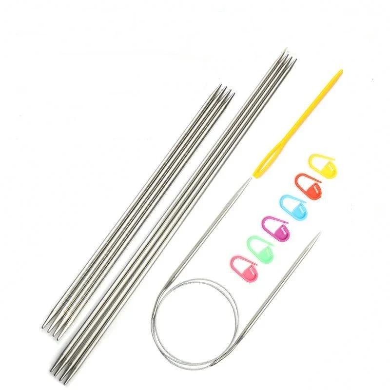 Novice Knitting Tool Set Steel Needle Ring Needle Sweater Needle Crystal Knitted Scarf Stick Needle Hand Knitted Sweater Needle