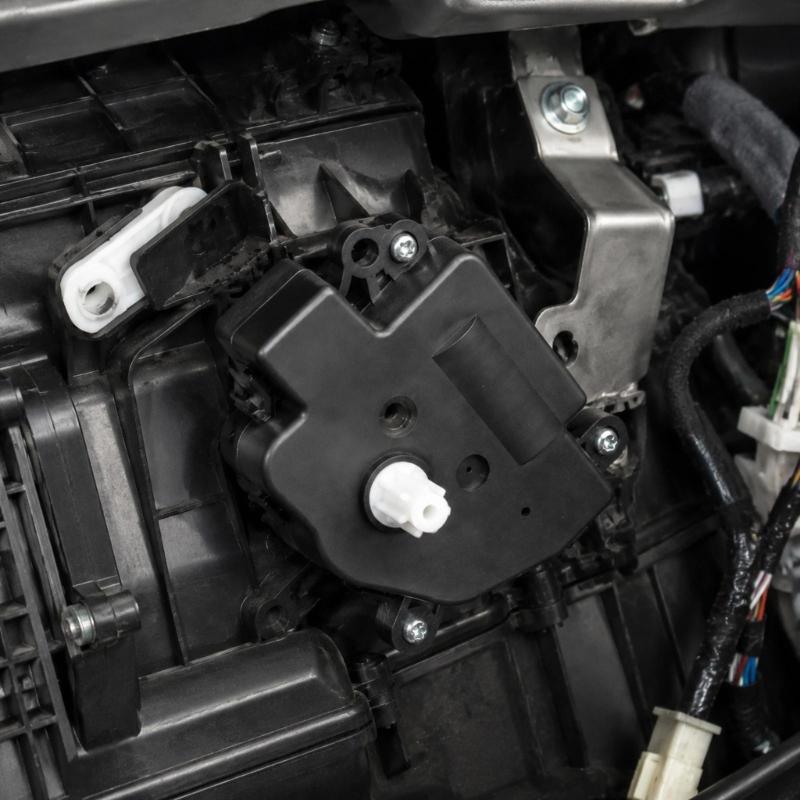Replacement HVAC Air Door Actuator Motor with Part Number 4F2Z19E616GA, Injection-Molded ABS Housing, and Circular-Hole Mounting Points