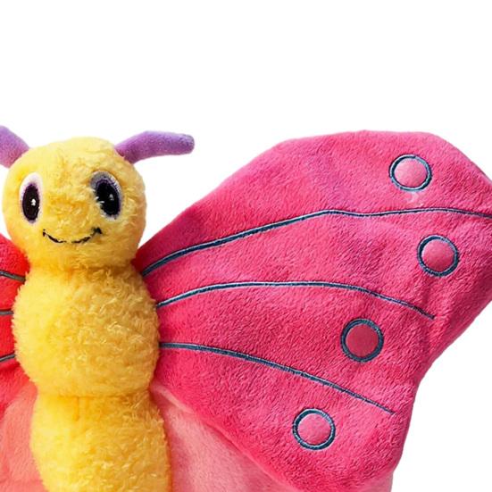 Plush Butterfly Dog Chew Toy with Squeaker Crinkle Paper Stuffed Animal Teething Cleaning Interactive Toy for Small Medium Large Breed