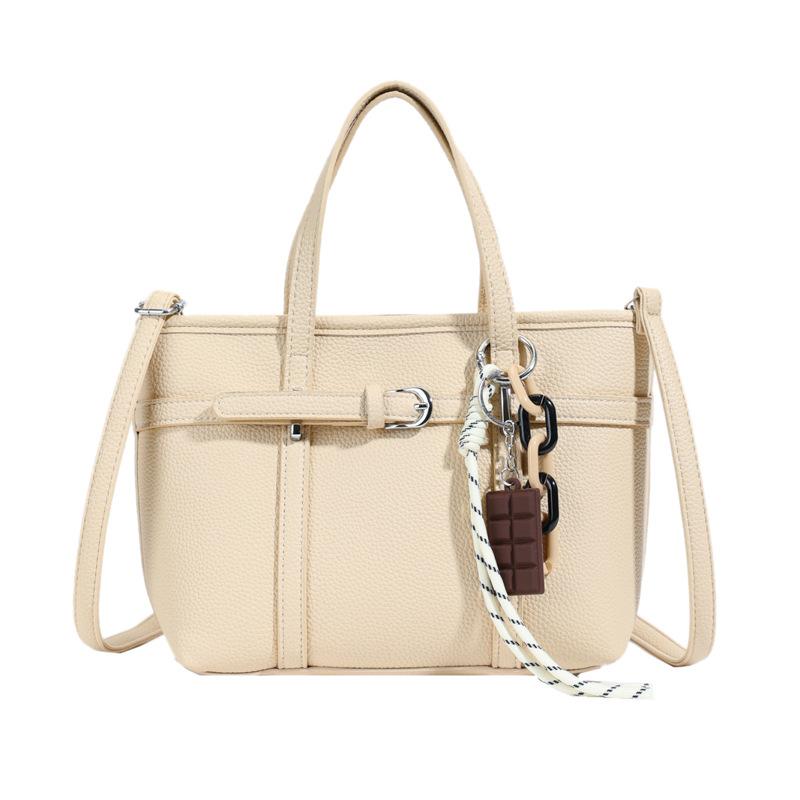 Fashion Hot-selling Korean Version of Casual Niche Women's Commuter Style Portable Bucket Bag, Lychee Pattern Texture Shoulder Messenger Bag