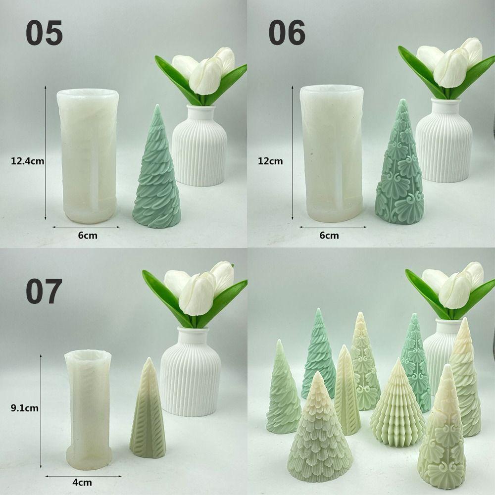 3D Cone Candle Silicone Mold Christmas Tree Soap Mold Art Wax Cake Resin Mold Desk Decoration